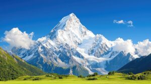 Alpine scene with green meadows